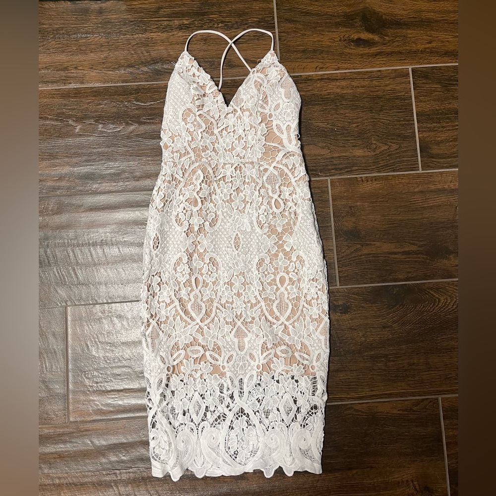 Showpo white lace dress